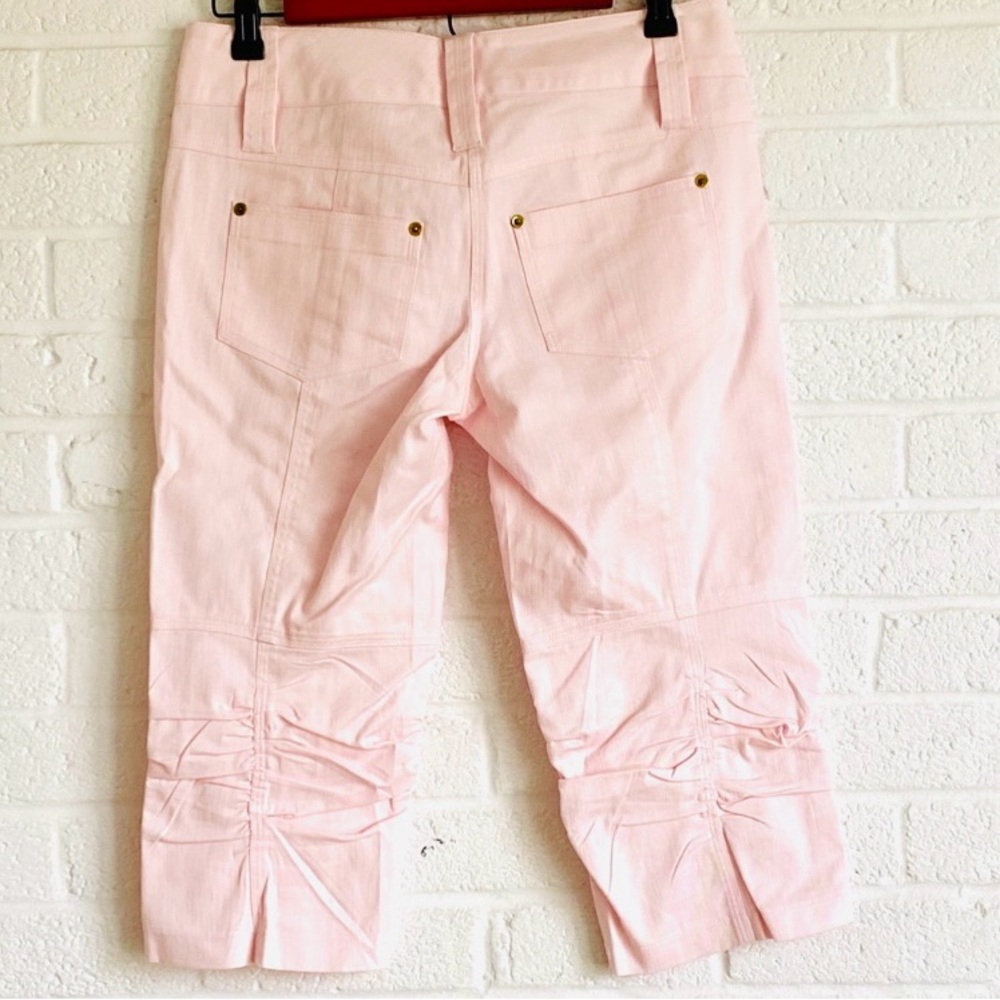 CACHE CAPRI PANTS LOW RISE PEDAL PUSHER BLUSH PINK SZ 0 SUMMER COTTON BLEND Y2K